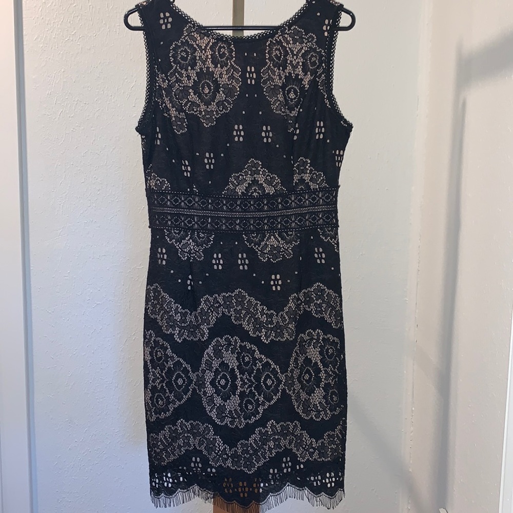 NWT Soieblu black lace tank midi dress
